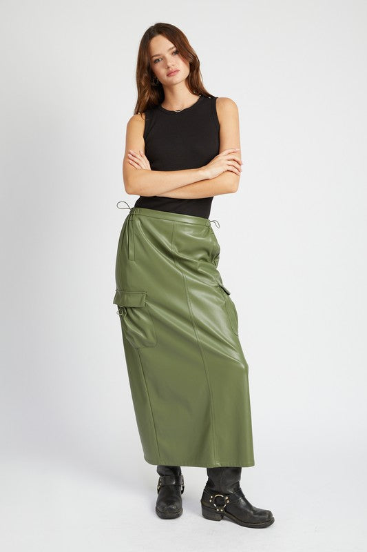 TEEK - LEATHERY CARGO MAXI SKIRT SKIRT TEEK FG   