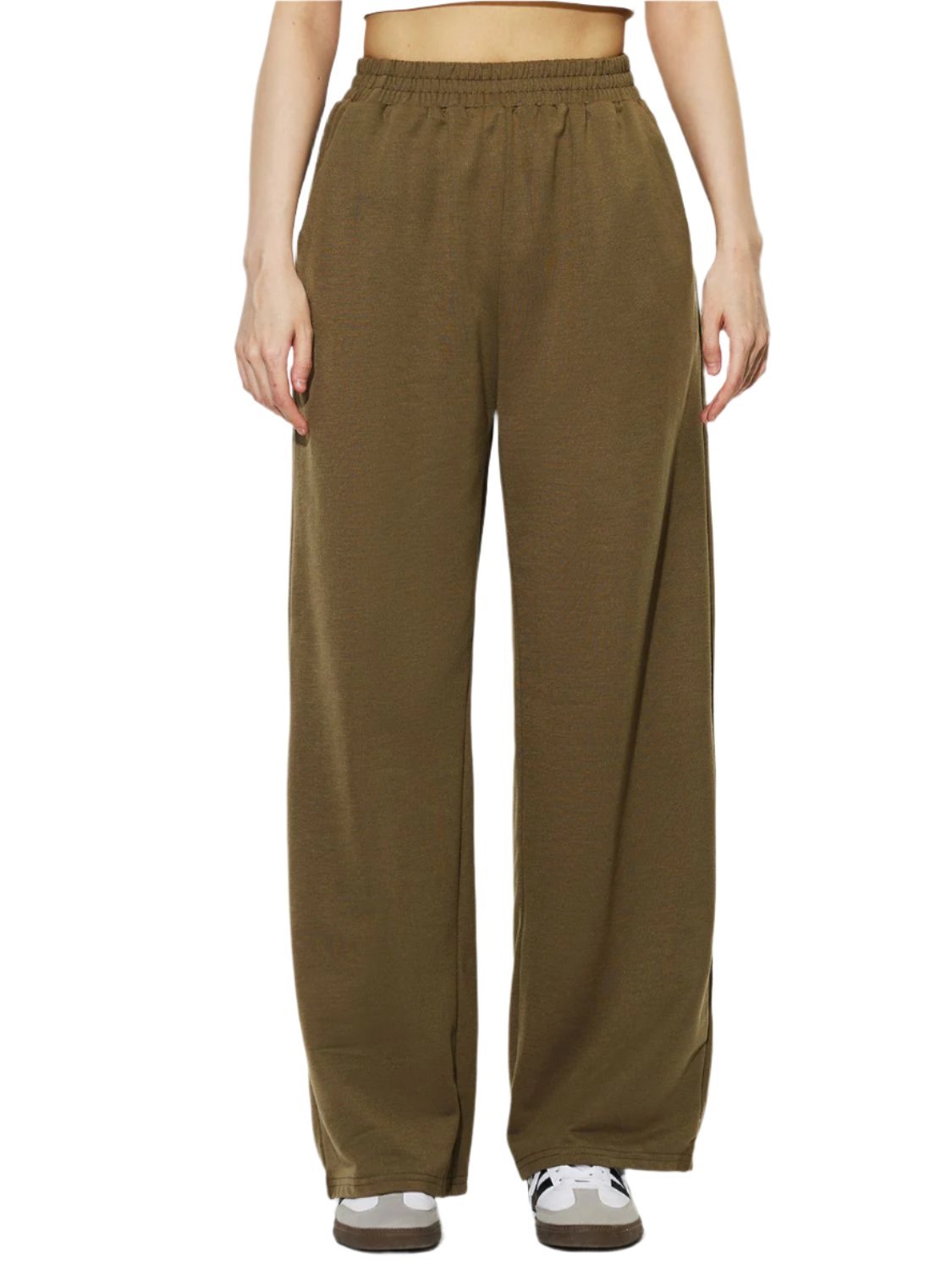 TEEK - Olive Heart Elastic Waist Wide Leg Pants PANTS TEEK Trend S  