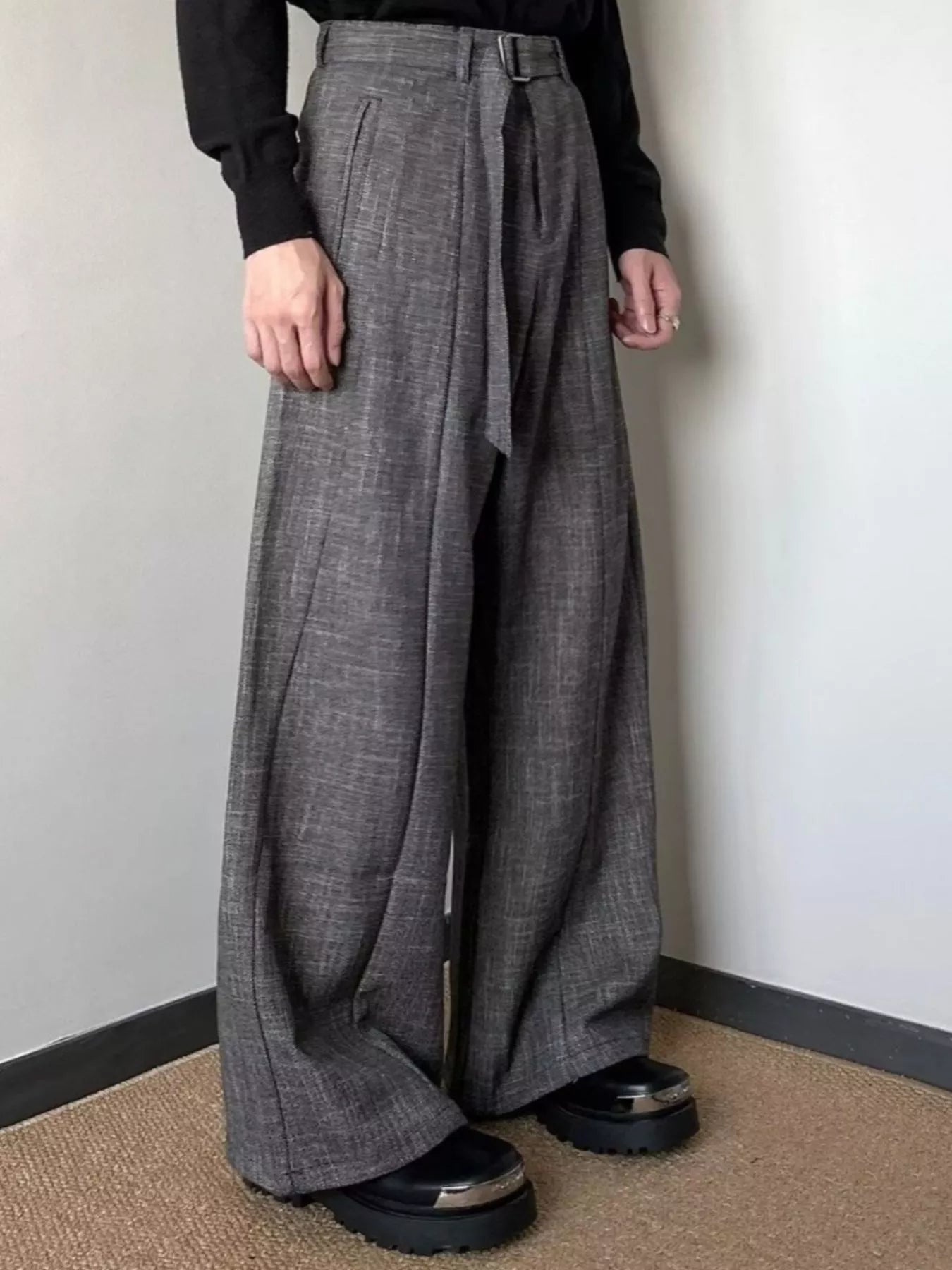 Men's Plus Size Belt Relaxed Fit Pants Trendsi