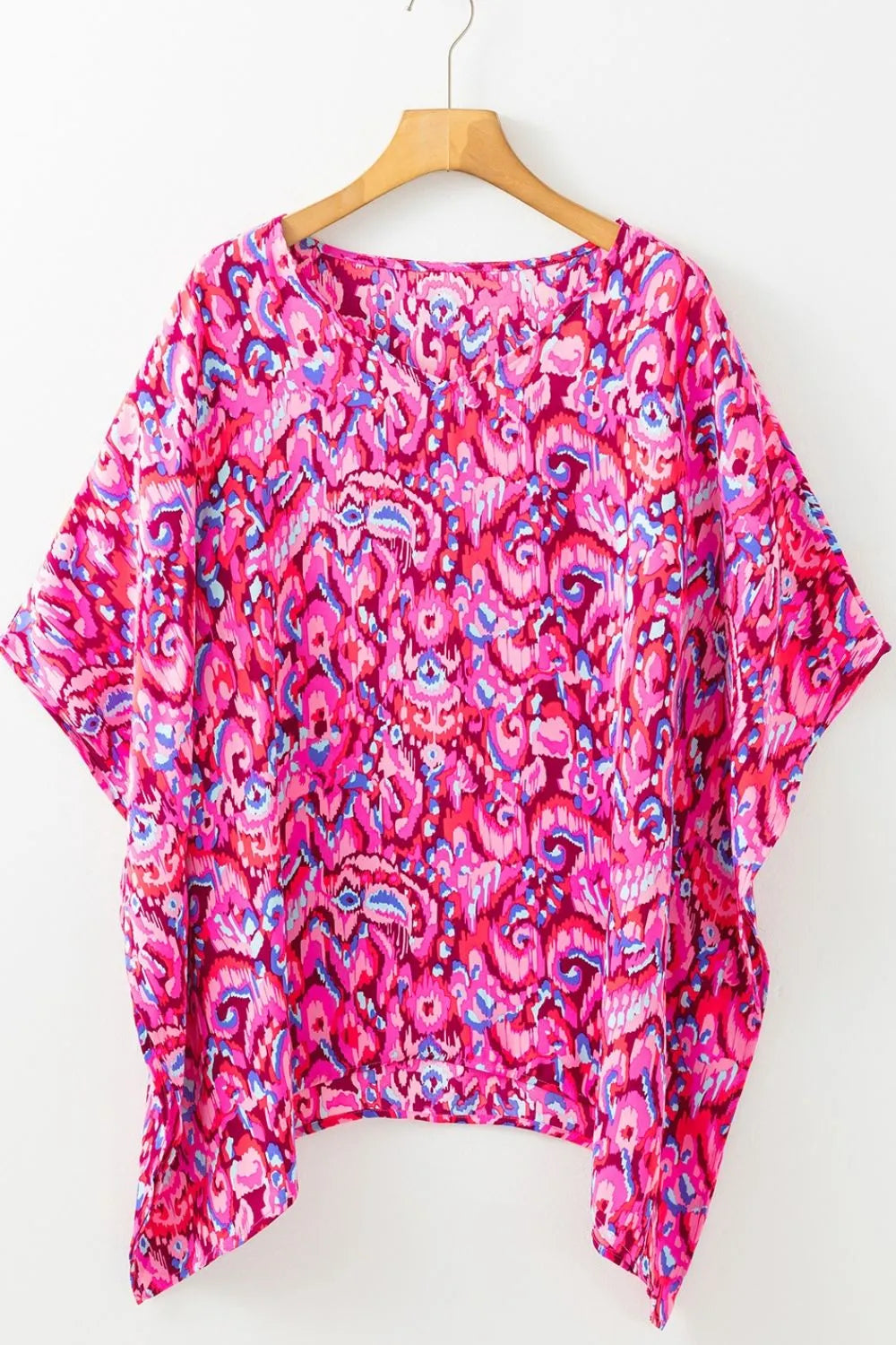 TEEK - Abstract Print V-Neck Half Sleeve Loose Fit Blouse TOPS TEEK Trend