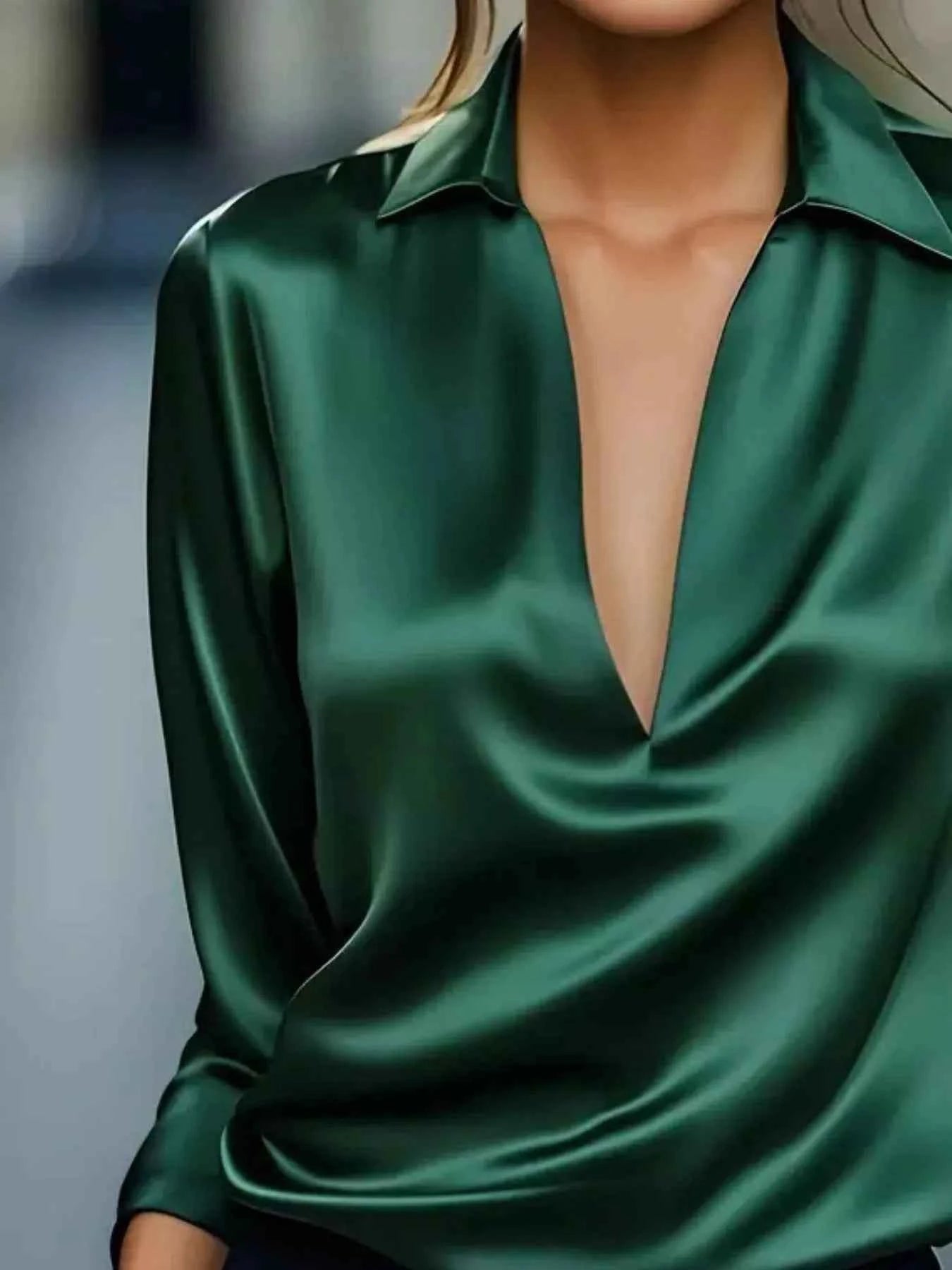 TEEK - Elegant Deep V Long Sleeve Blouse TOPS TEEK Trend