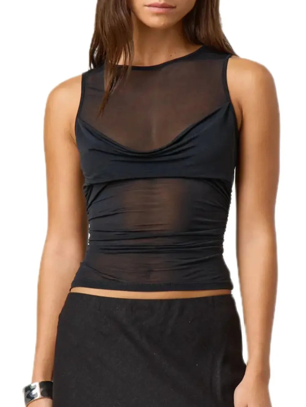TEEK - Ruched Round Neck Tank TOPS TEEK Trend