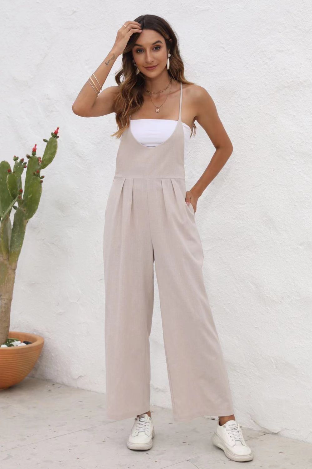 TEEK - Tie Back Sleeveless Wide Leg Jumpsuit JUMPSUIT TEEK Trend   