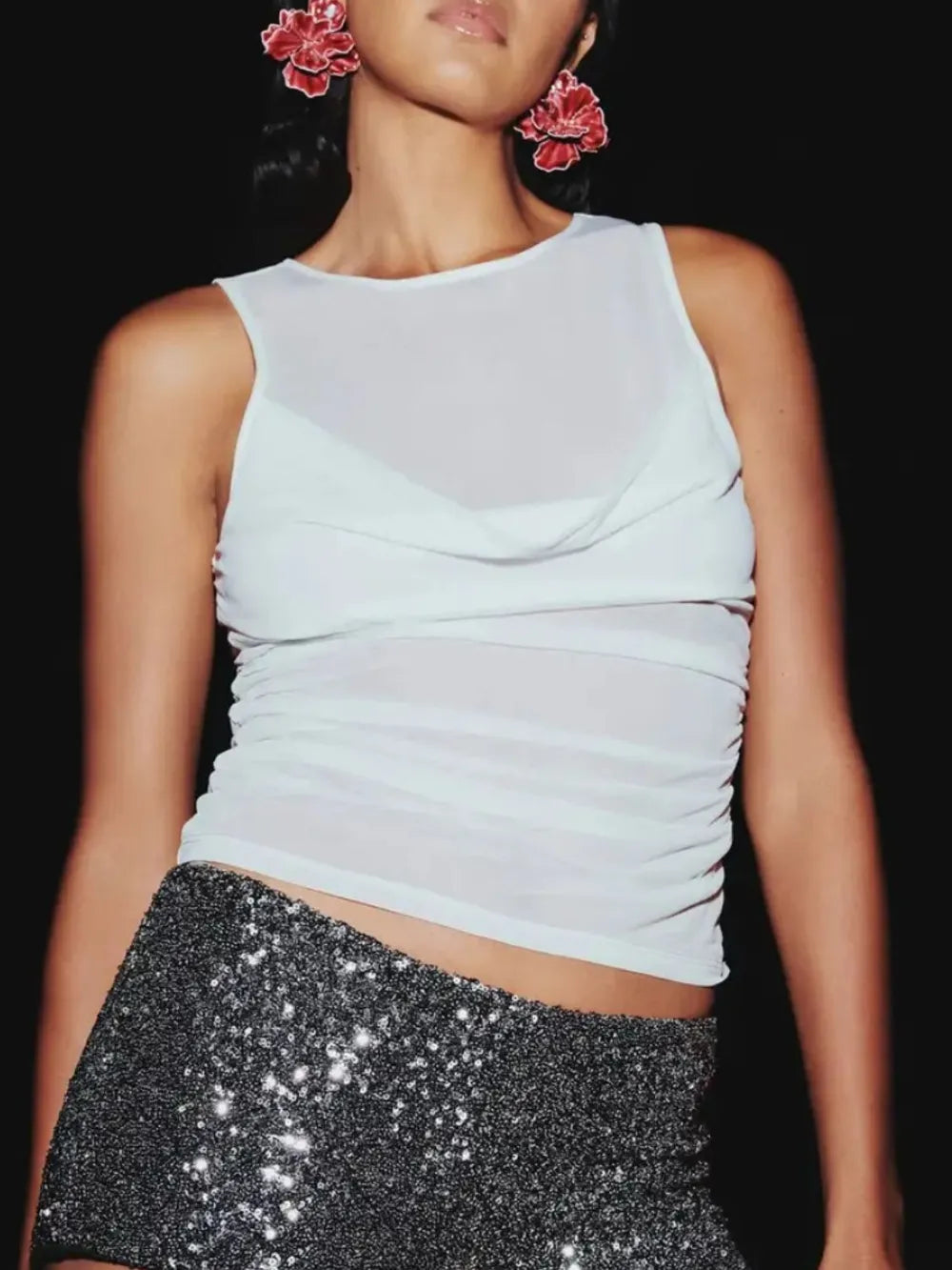 TEEK - Ruched Round Neck Tank TOPS TEEK Trend