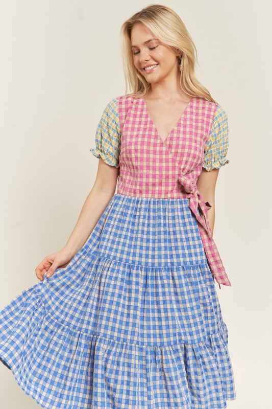 TEEK - MULTICOLOR BLOCK GINGHAM DRESS DRESS TEEK FG   