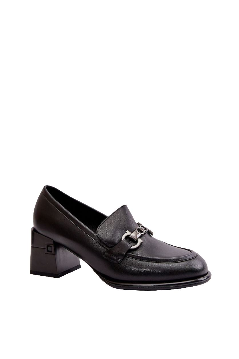 TEEK - Black Chain Accent Link Heeled Loafers SHOES TEEK MH   