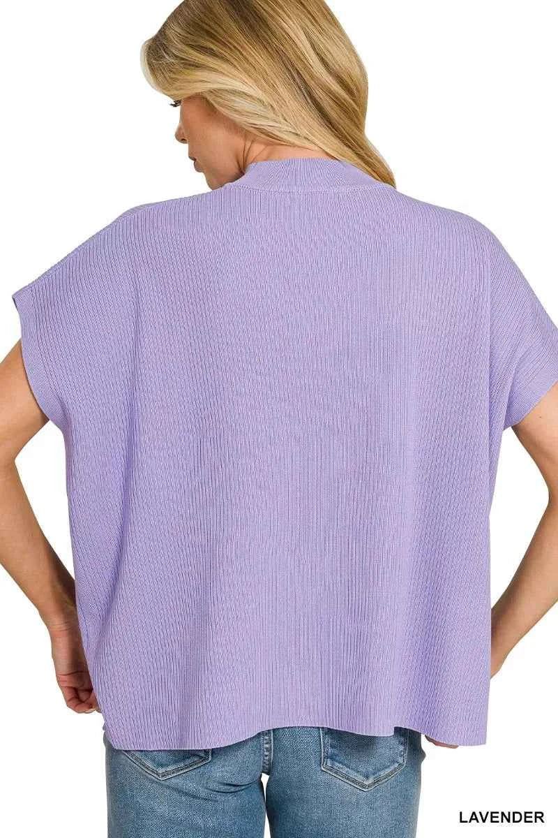 TEEK - Viscose Mock Neck Short Sleeve Boxy Sweater TOPS TEEK Trend