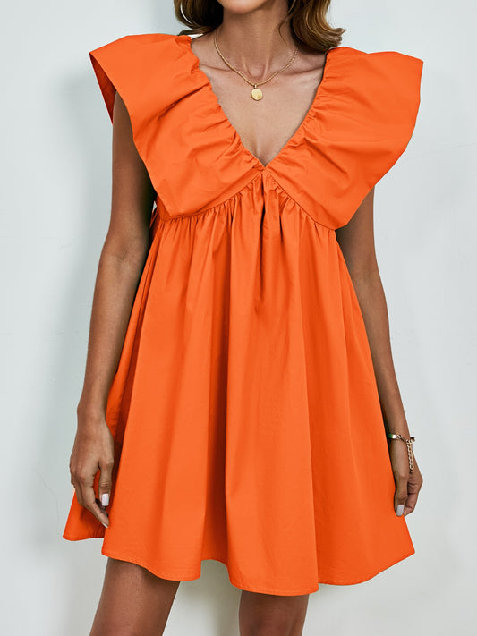 TEEK - V-Neck Cap Sleeve Dress DRESS TEEK Trend Tangerine S 