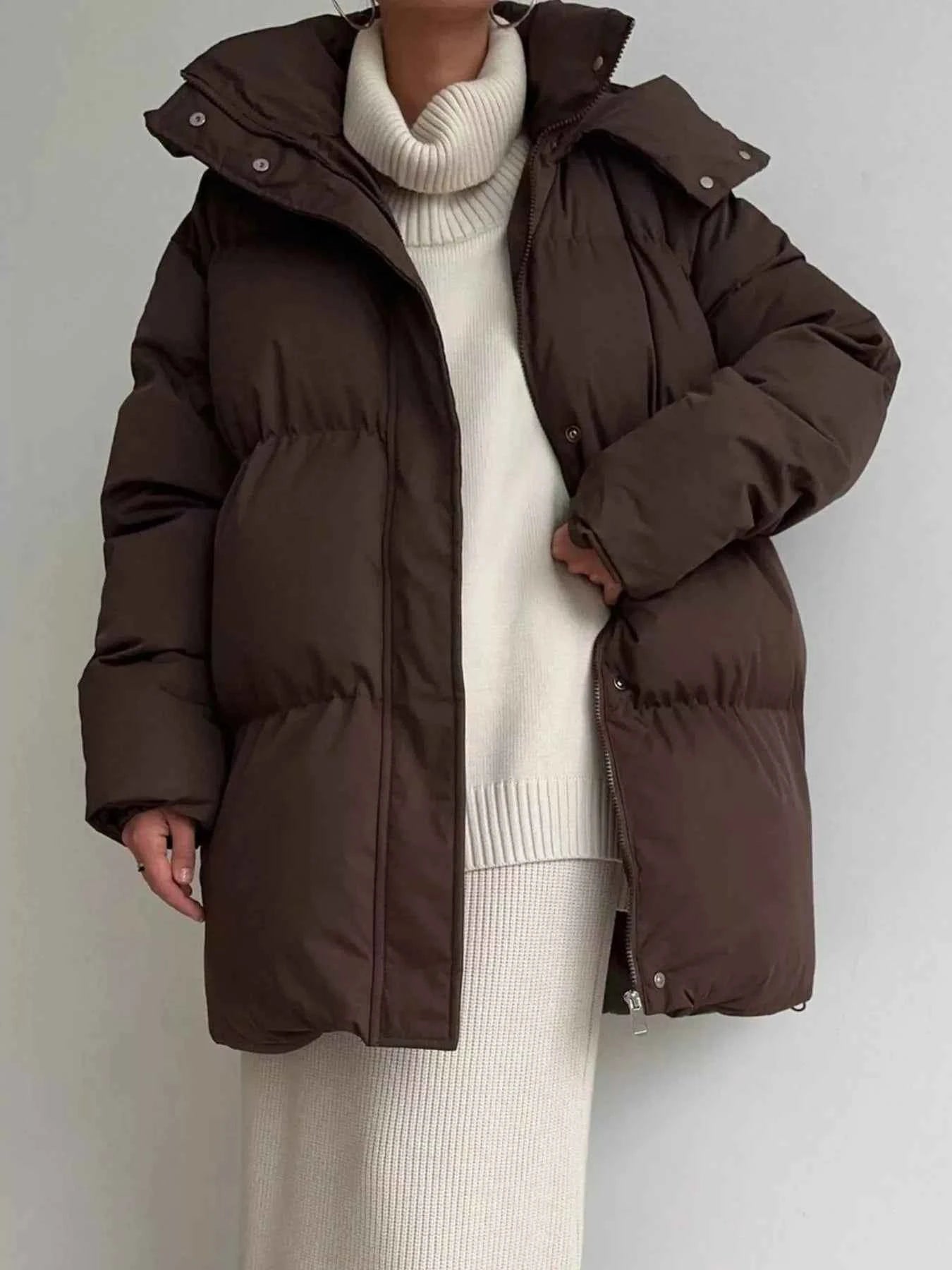 TEEK - Mid-Length Thickened Hooded Winter Belted Coat COAT TEEK Trend