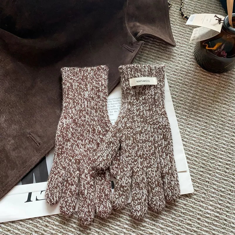 Colorful Warm Knitted Soft Gloves Trendsi Taupe ONESIZE