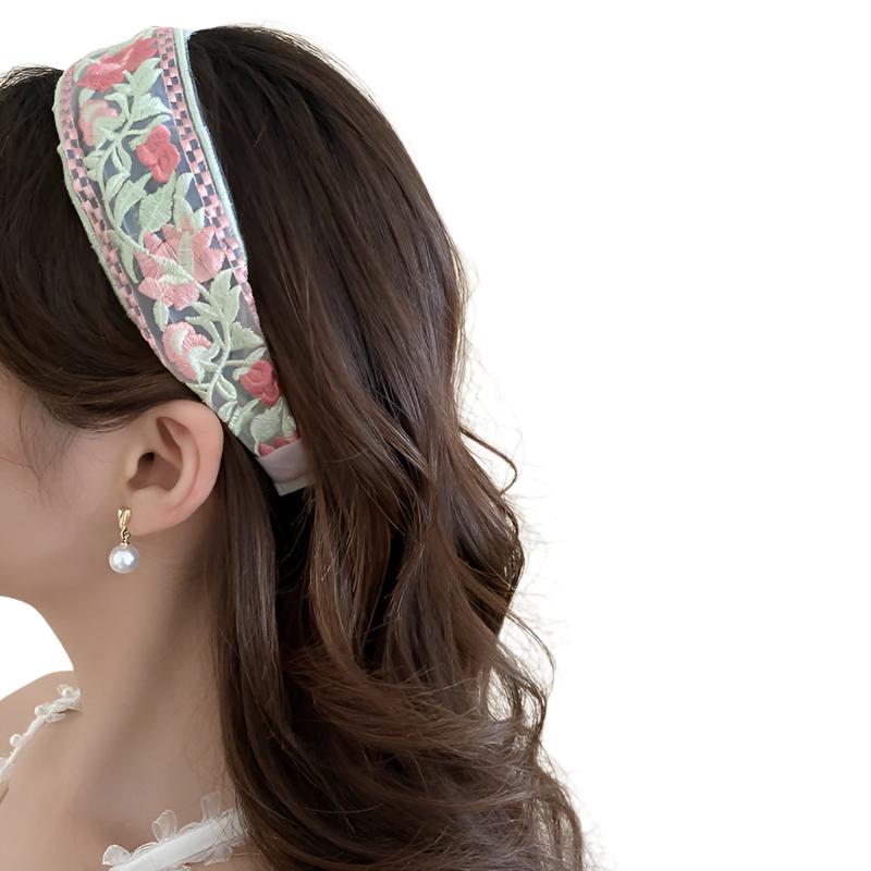 TEEK - Light Green Acrylic Flower Embroidered Headband HEADBAND TEEK Trend   