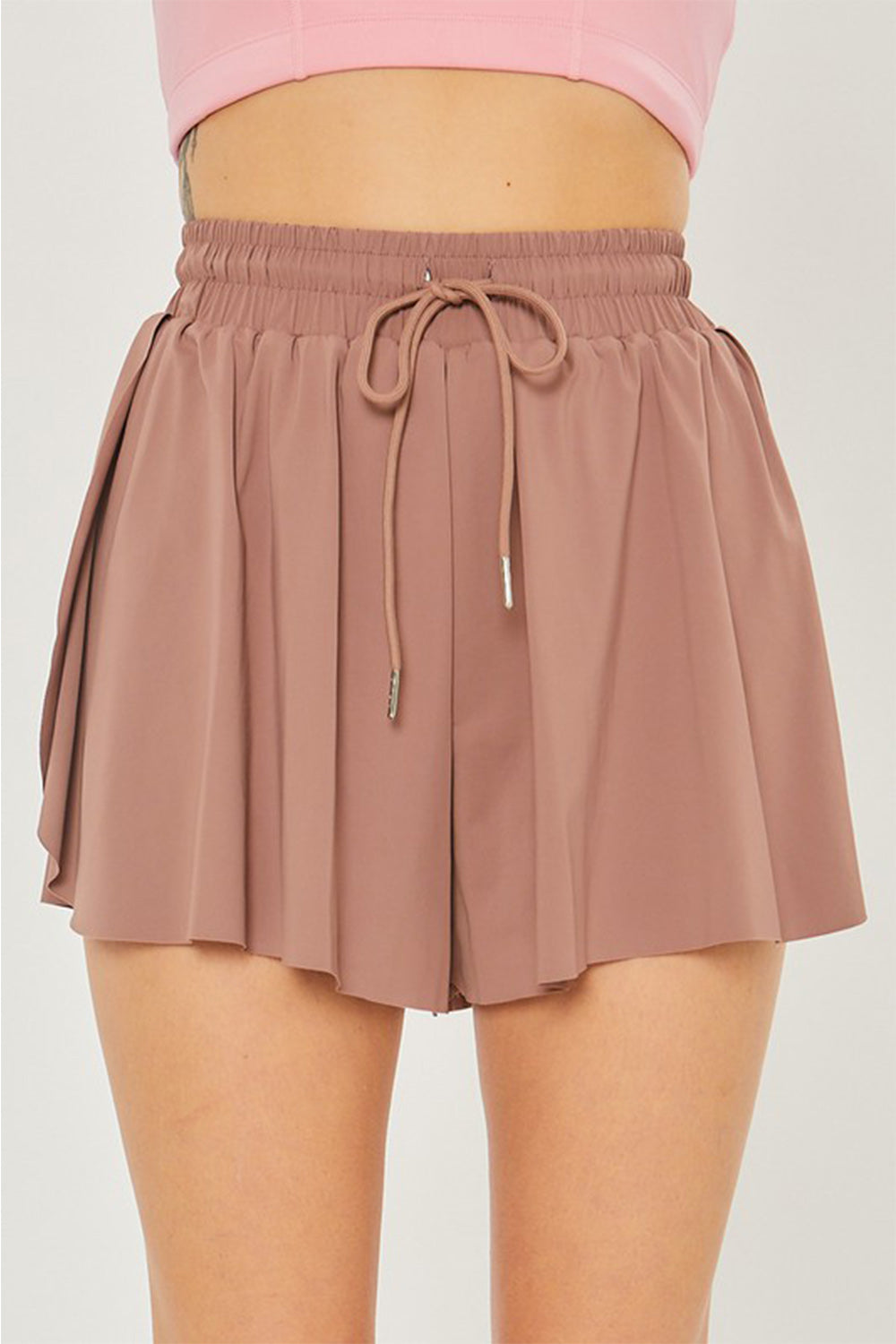 TEEK - Taupe Two In One Drawstring Active Shorts SHORTS TEEK Trend   