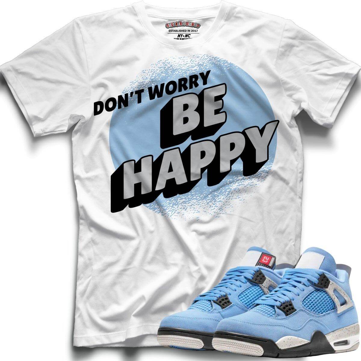 TEEK - Be Happy (Retro 4 University Blue) T-Shirt TOPS TEEK MS M