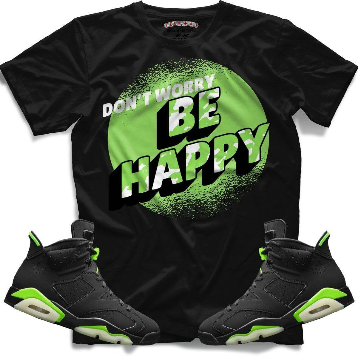 TEEK - Be Happy (Retro 6 Electric Green) T-Shirt TOPS TEEK MS L