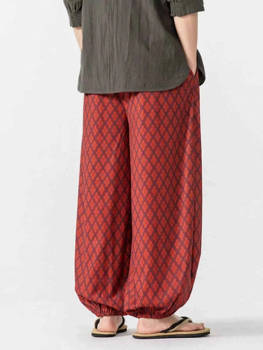 TE3K - Mens Plus Size Diamond Patterned Harem Pants PANTS TEEK Trend