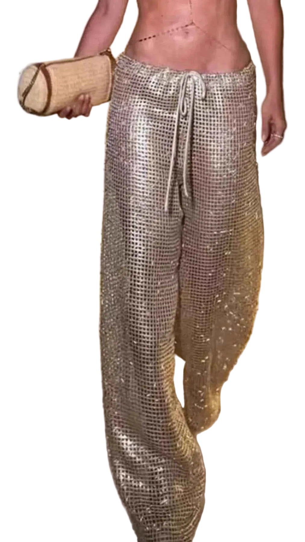 Drawstring Wide Leg Pants Trendsi Gold S