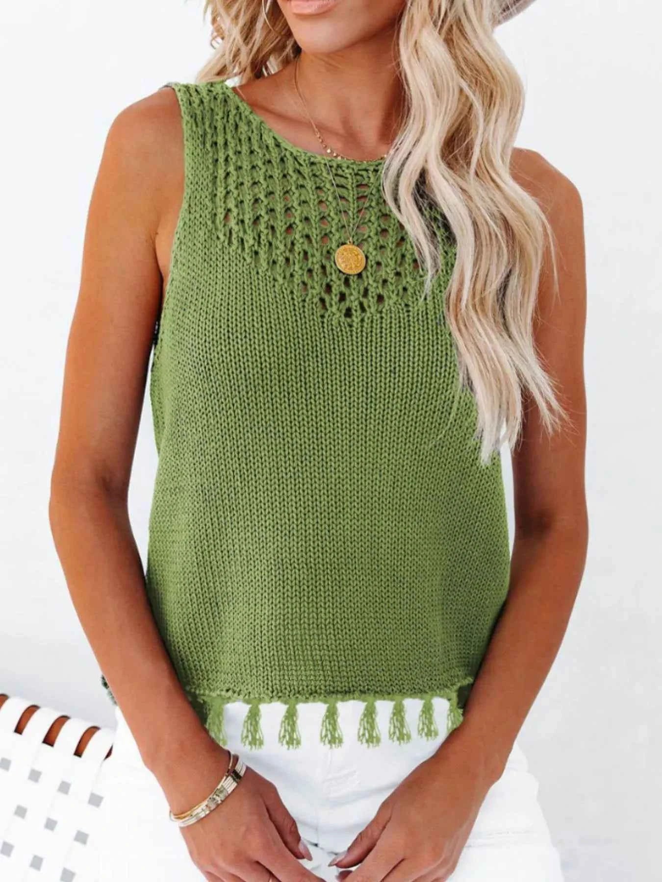 Tassel Knit Tank Trendsi