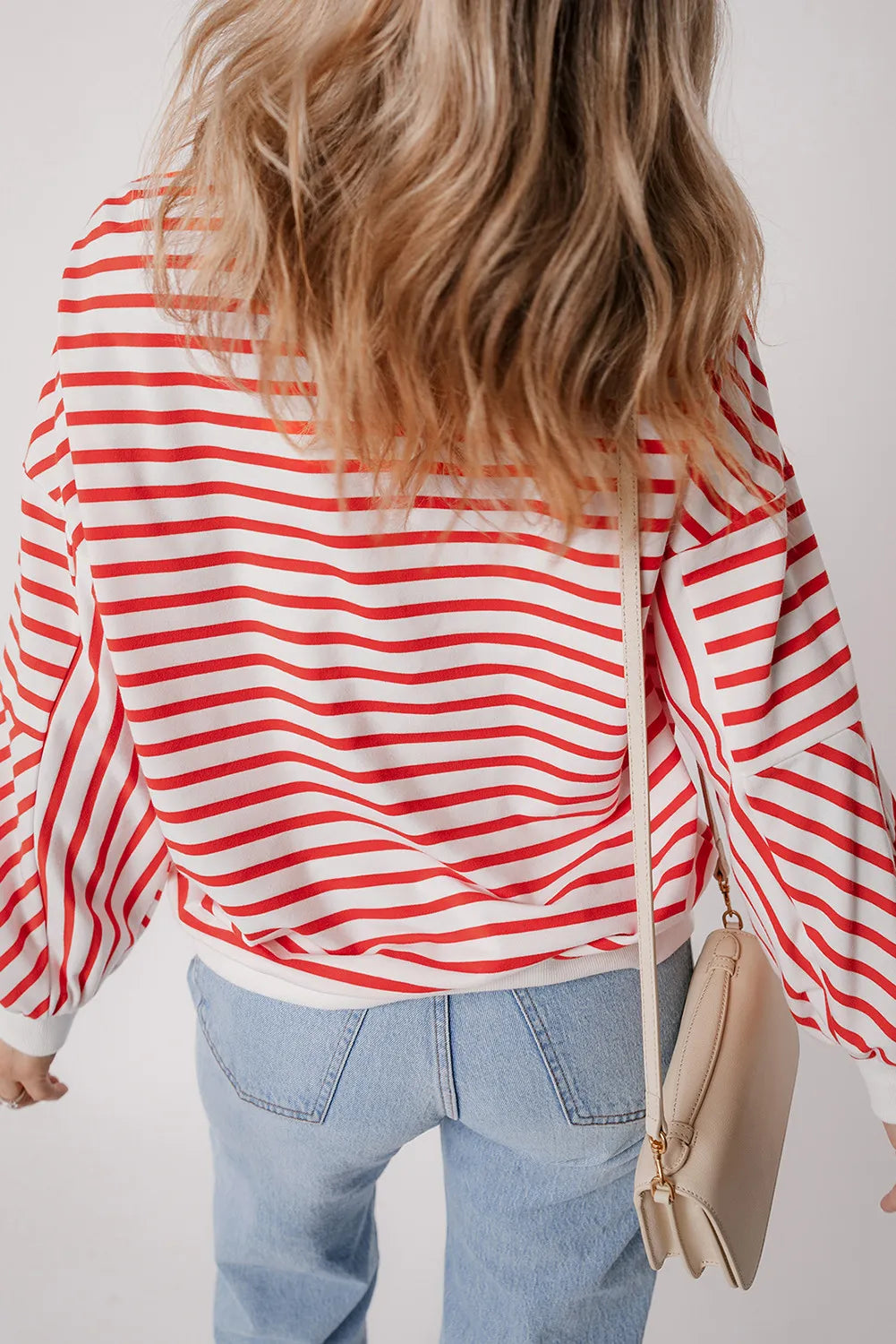 TEEK - Striped Dropped Shoulder Long Sleeve Sweatshirt TOPS TEEK Trend   