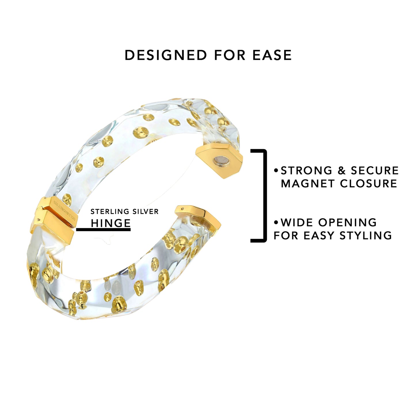 TEEK - Clear Faceted Lucite Bangle | Gold Beads JEWELRY TEEK GNH