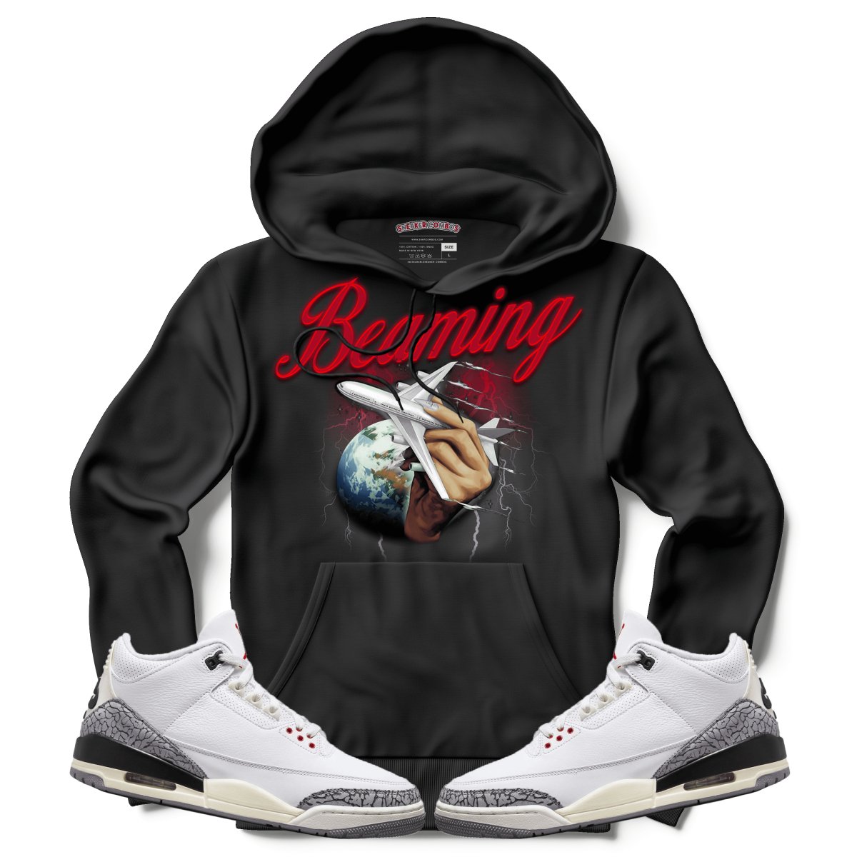 TEEK - Beaming (Retro 3 White Cement) Hoodie TOPS TEEK MS X-Small