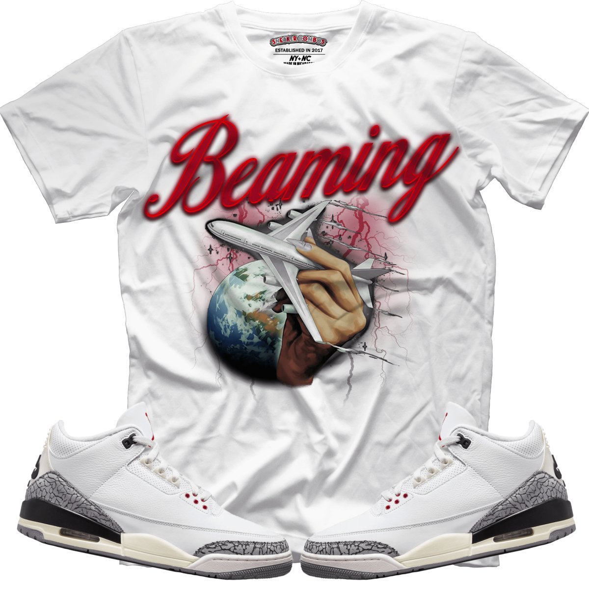TEEK - Beaming (Retro 3 White Cement) White T-Shirt TOPS TEEK MS X-Small