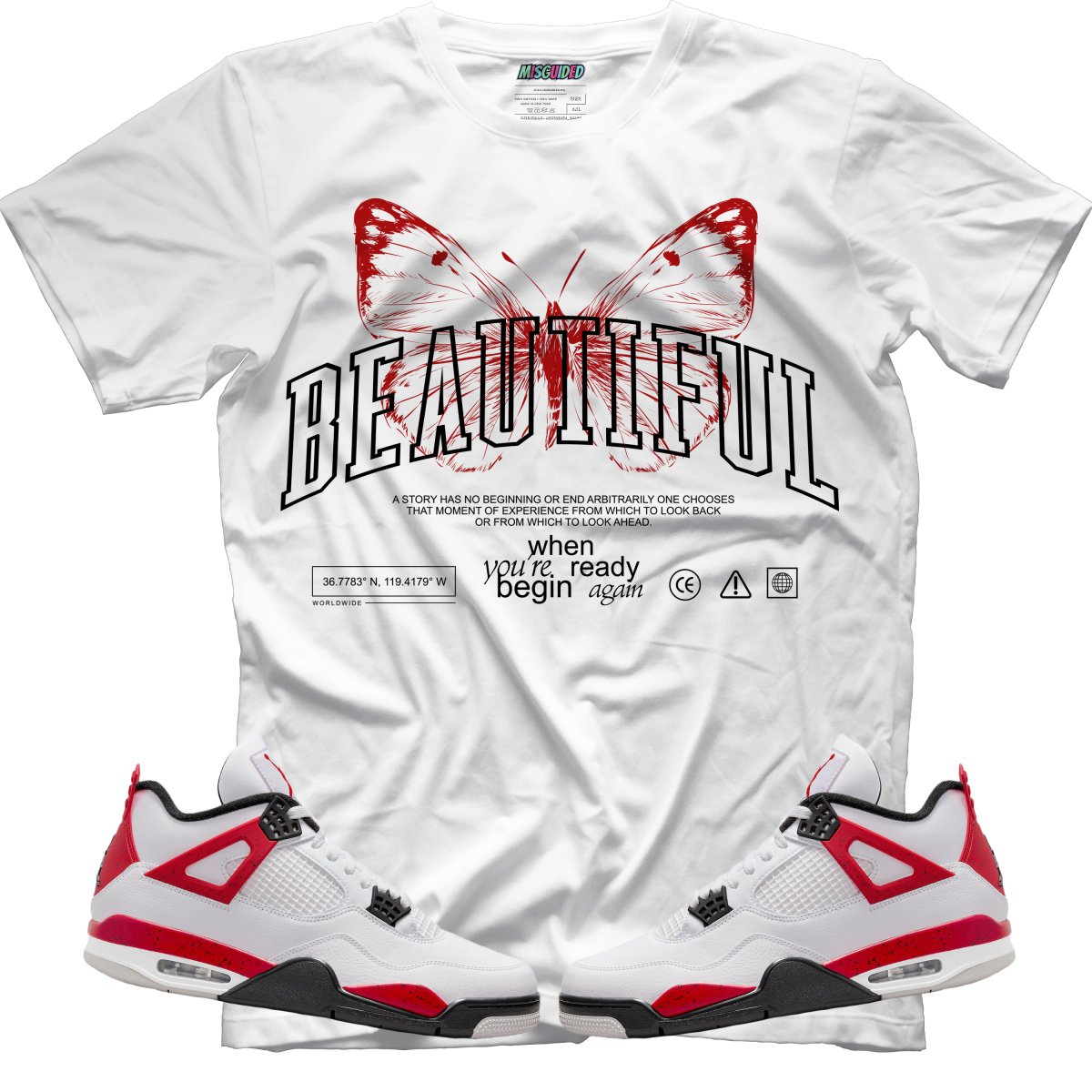 TEEK - Beautiful (Air Jordan 4 Red Cement) T-Shirt TOPS TEEK MS X-Small