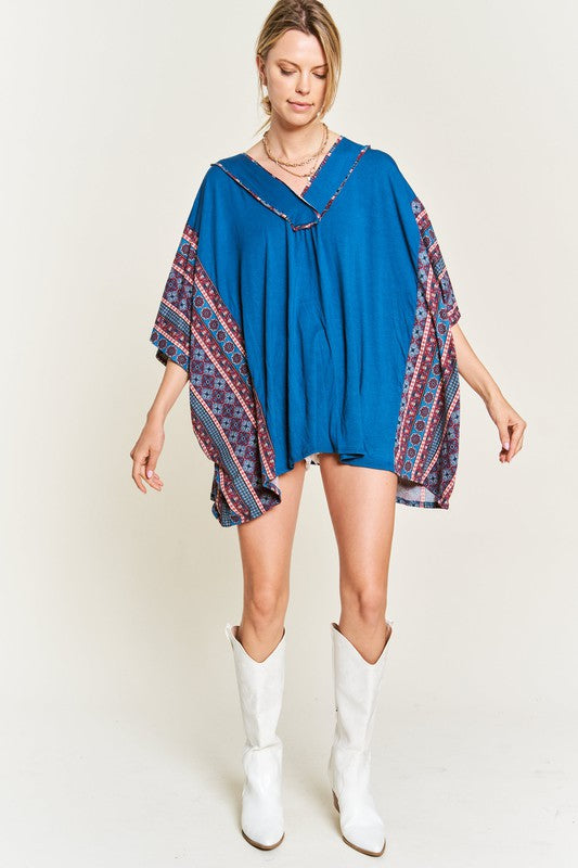 TEEK - TEAL BOHEMIAN PONCHO TUNIC TOPS TEEK FG   