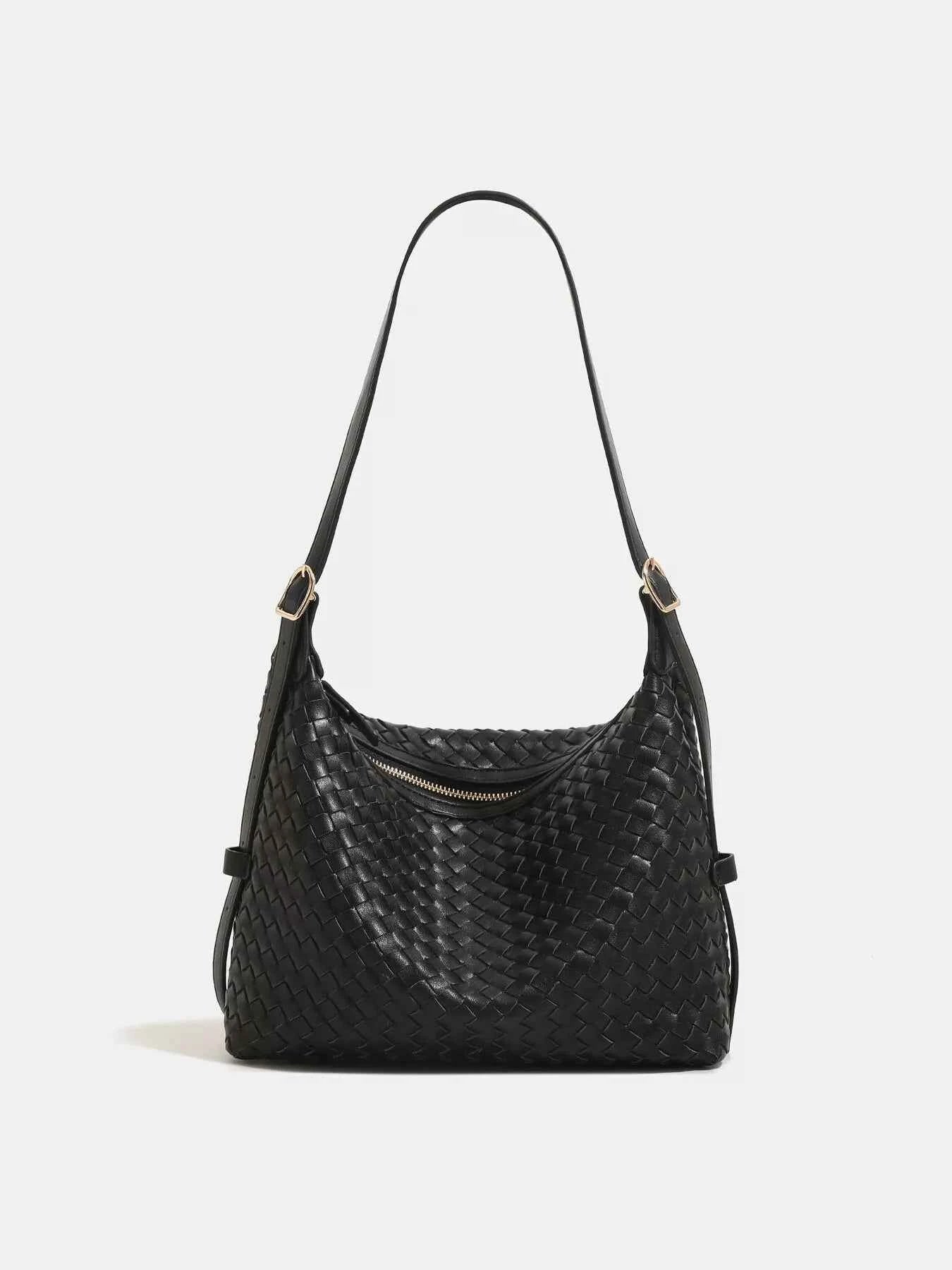 TEEK - Woven PU Leather Shoulder Bag BAG TEEK Trend Black ONESIZE