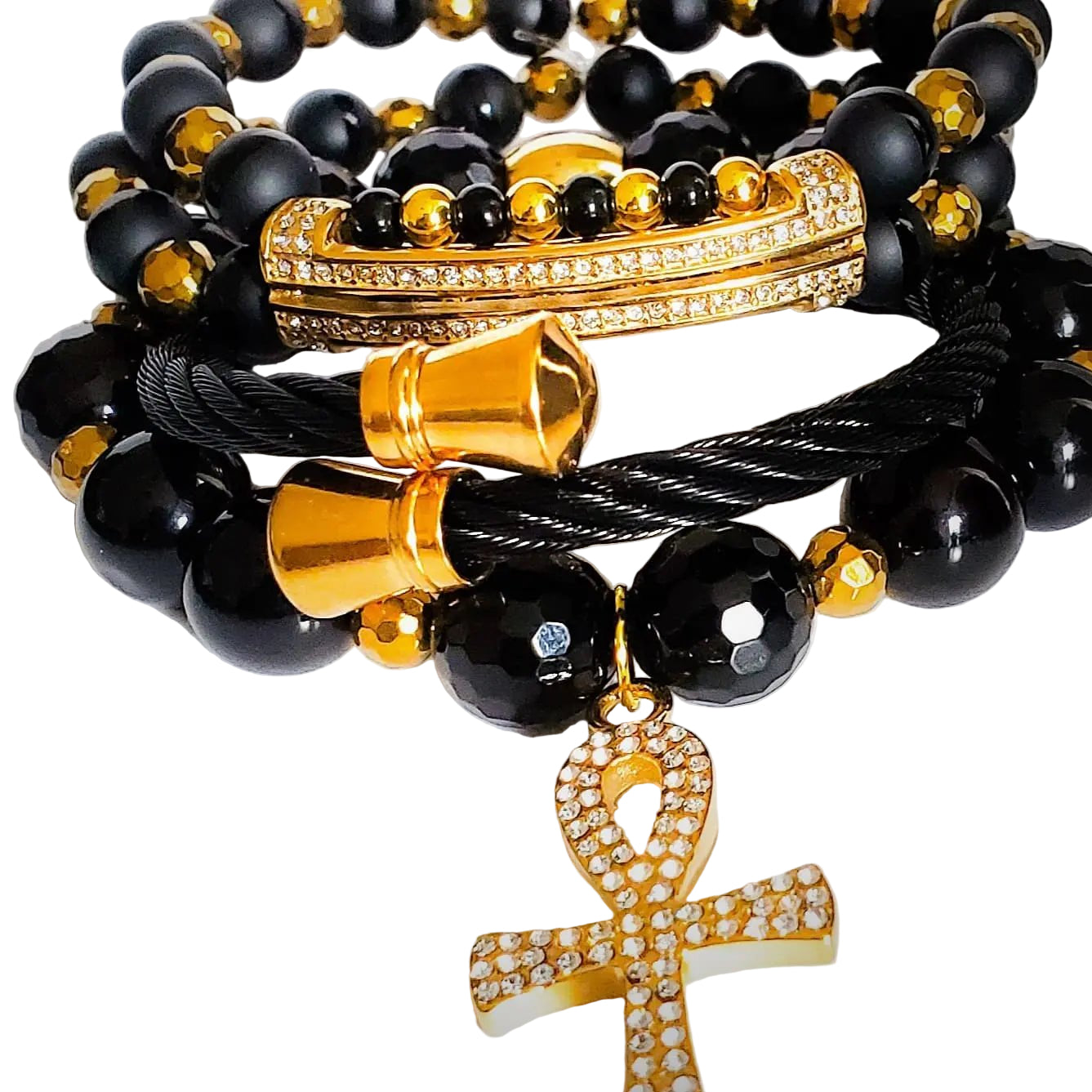 TEEK - Black and Gold Ankh bracelet set JEWELRY TEEK LSC