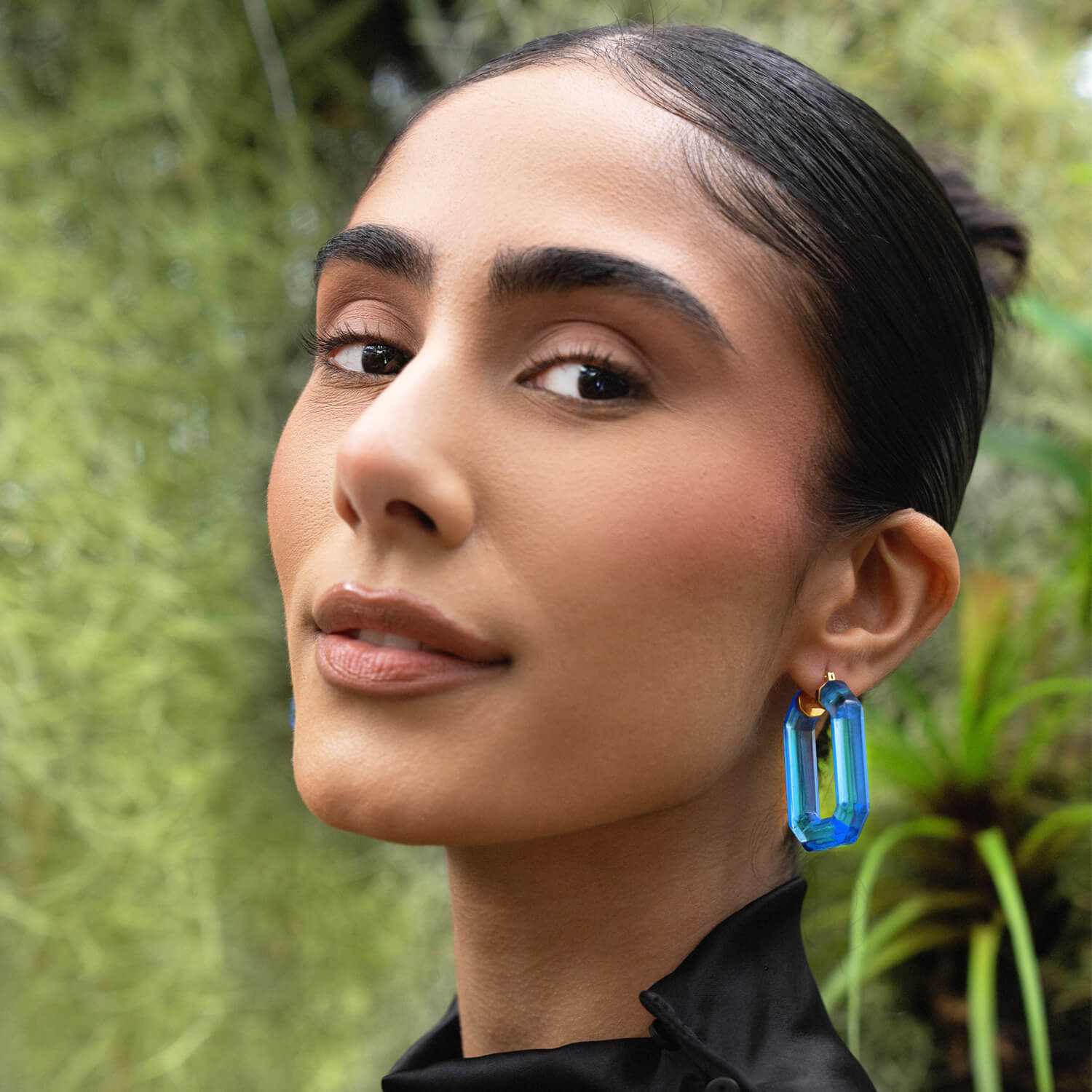 TEEK - Emerald Gem Lucite Hoop Earrings JEWELRY TEEK GNH