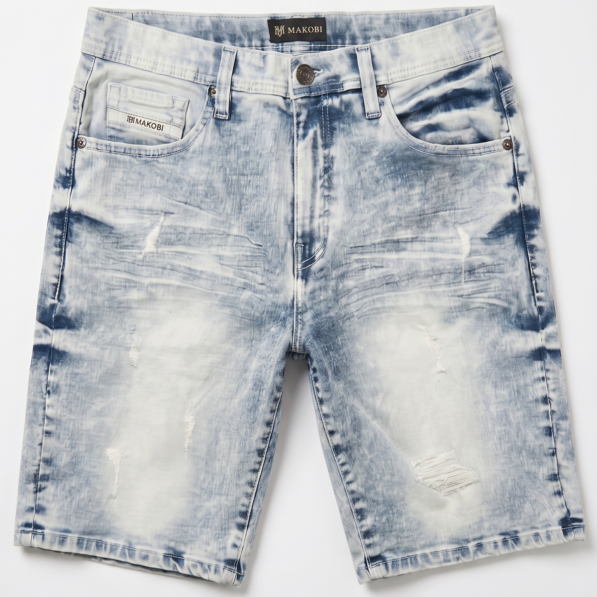 M613 Pastoni Denim Shorts - Light Wash Shorts Makobi Jeans USA