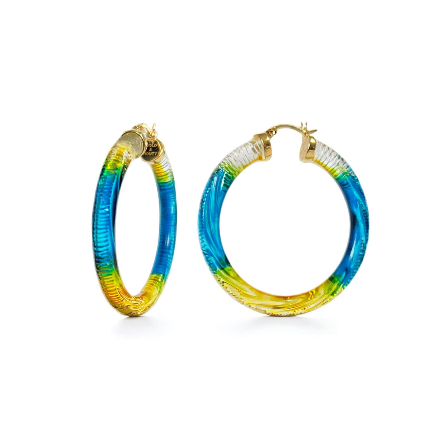 TEEK - Ombre Painted INSTYLE Lucite Hoop Earrings JEWELRY TEEK GNH BLUE & YELLOW