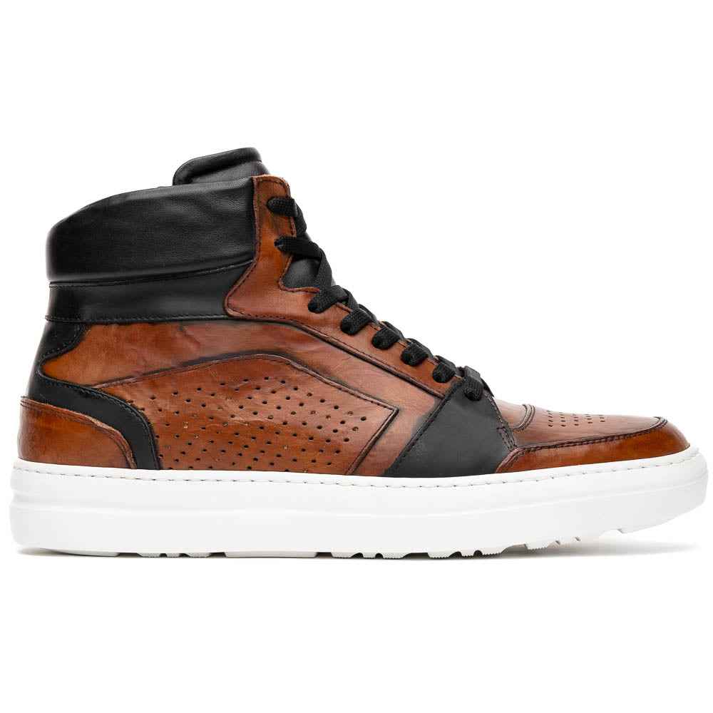 TEEK - 65-356-BRN BRAVO Italian Burnished Calfskin High Top Dress Sneaker Black / Brown SHOES TEEK ZI