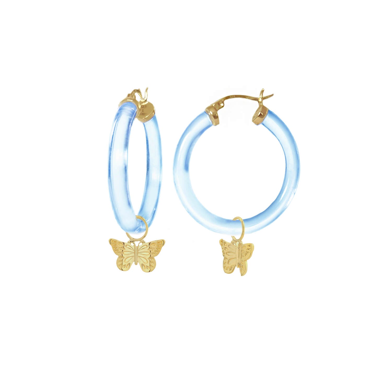 TEEK - Butterfly Charm Lucite Hoop Earrings JEWELRY TEEK GNH PASTEL BLUE