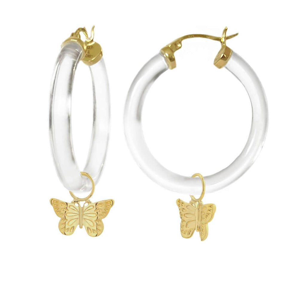 TEEK - Butterfly Charm Lucite Hoop Earrings JEWELRY TEEK GNH CLEAR