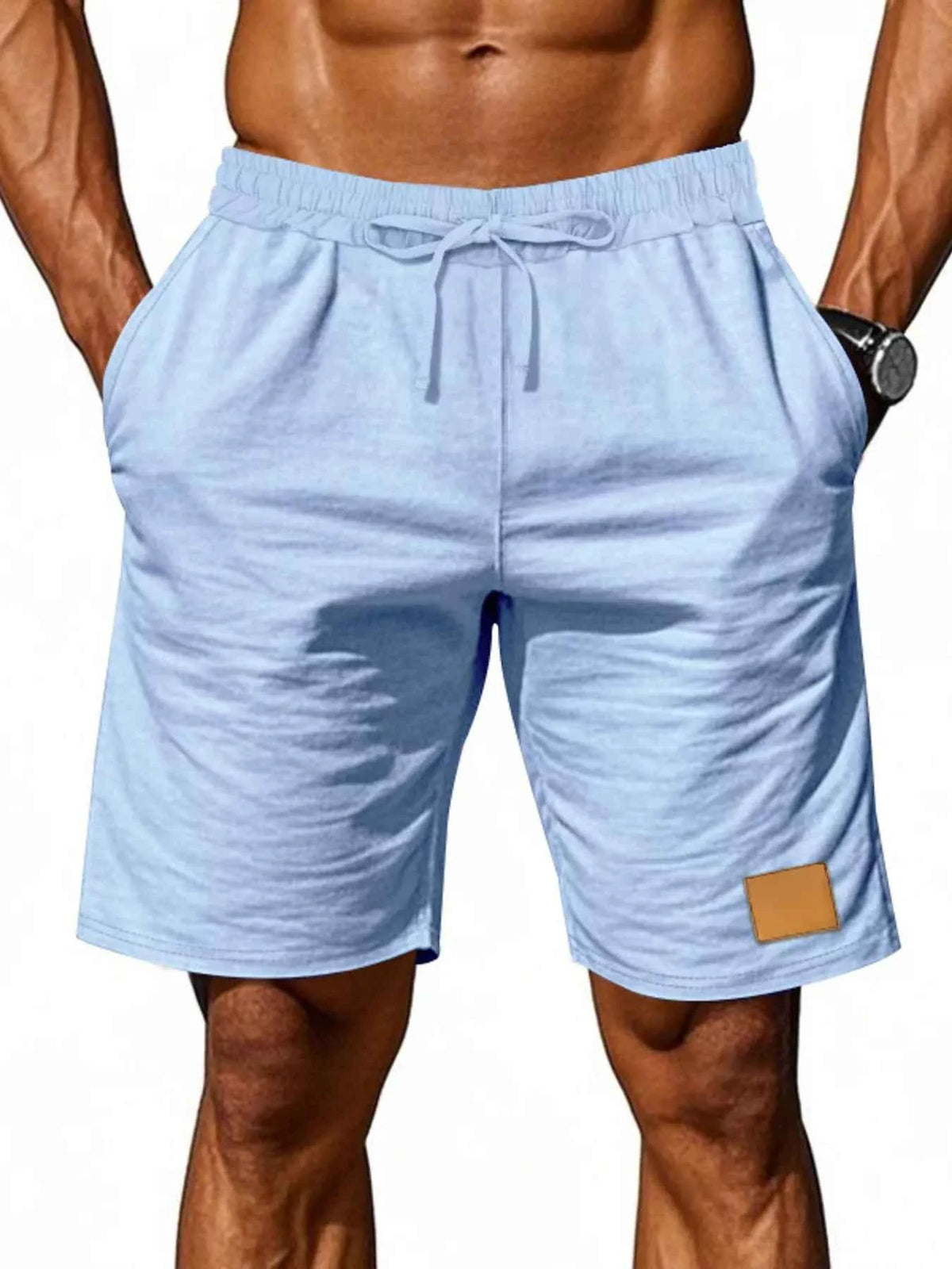 Men's Full Size Casual Drawstring Shorts Plus Size Trendsi Light Blue S