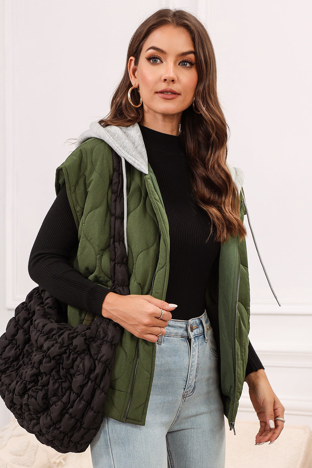 TEEK - Drawstring Zip Up Hooded Vest Coat JACKET TEEK Trend   