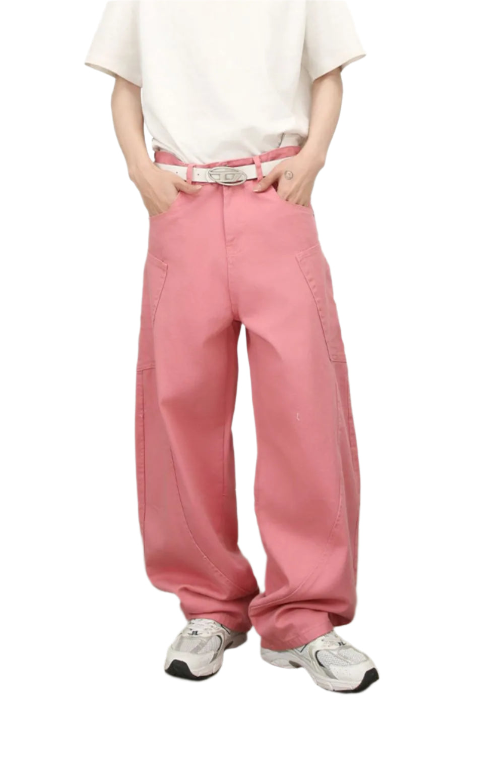 TEEK - Mens Mid Rise Wide Leg Jeans JEANS TEEK Trend Dusty Pink XS