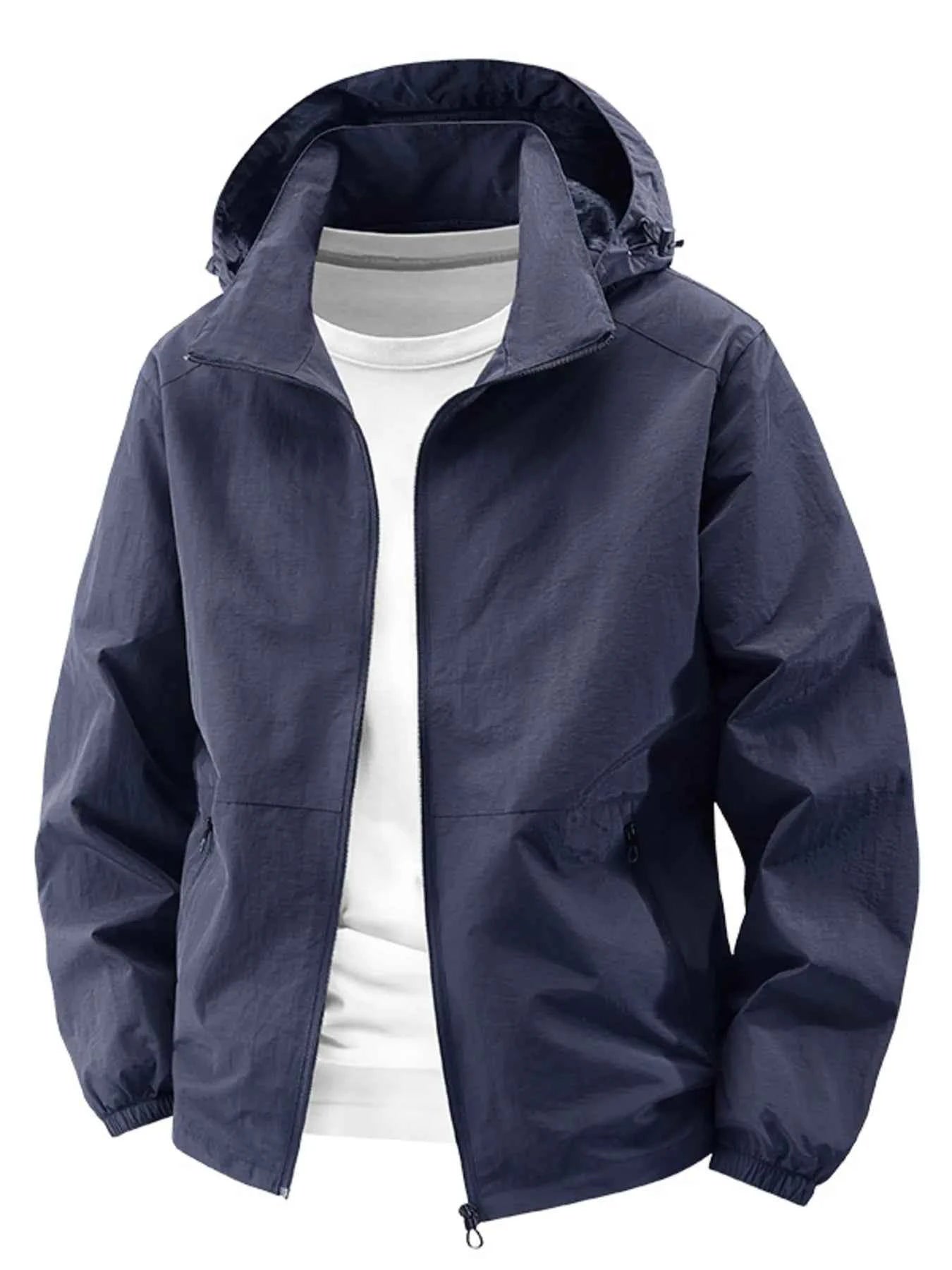 TEEK - Mens Plus Size Lightweight Hooded Windbreaker Jacket JACKET TEEK Trend Dark Blue M