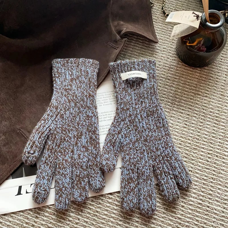 Colorful Warm Knitted Soft Gloves Trendsi French Blue ONESIZE