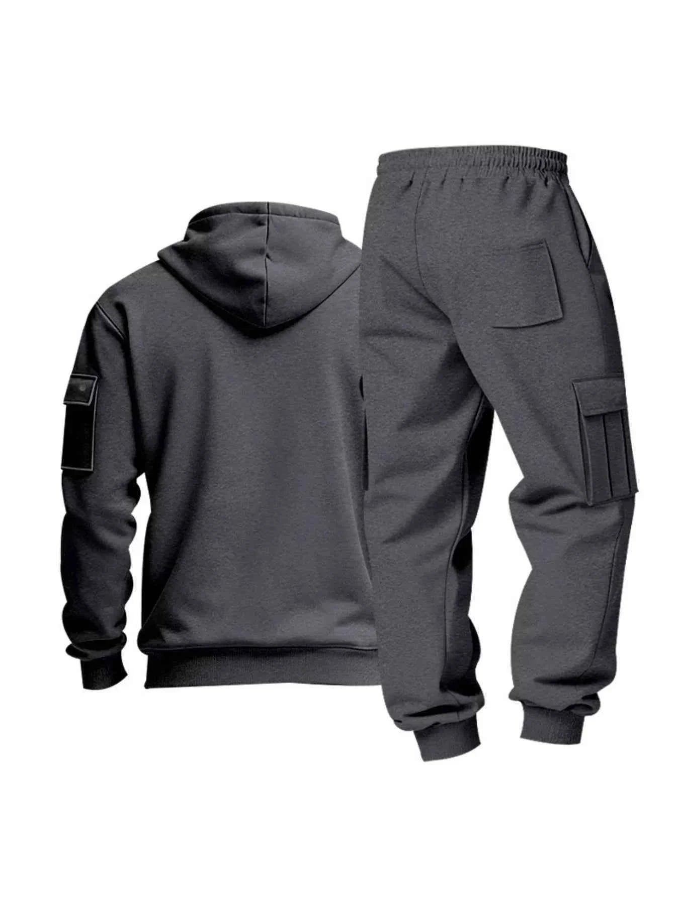 TEEK - Mens Full Size Half Zip Hoodie and Cargo Pants Set SET TEEK Trend