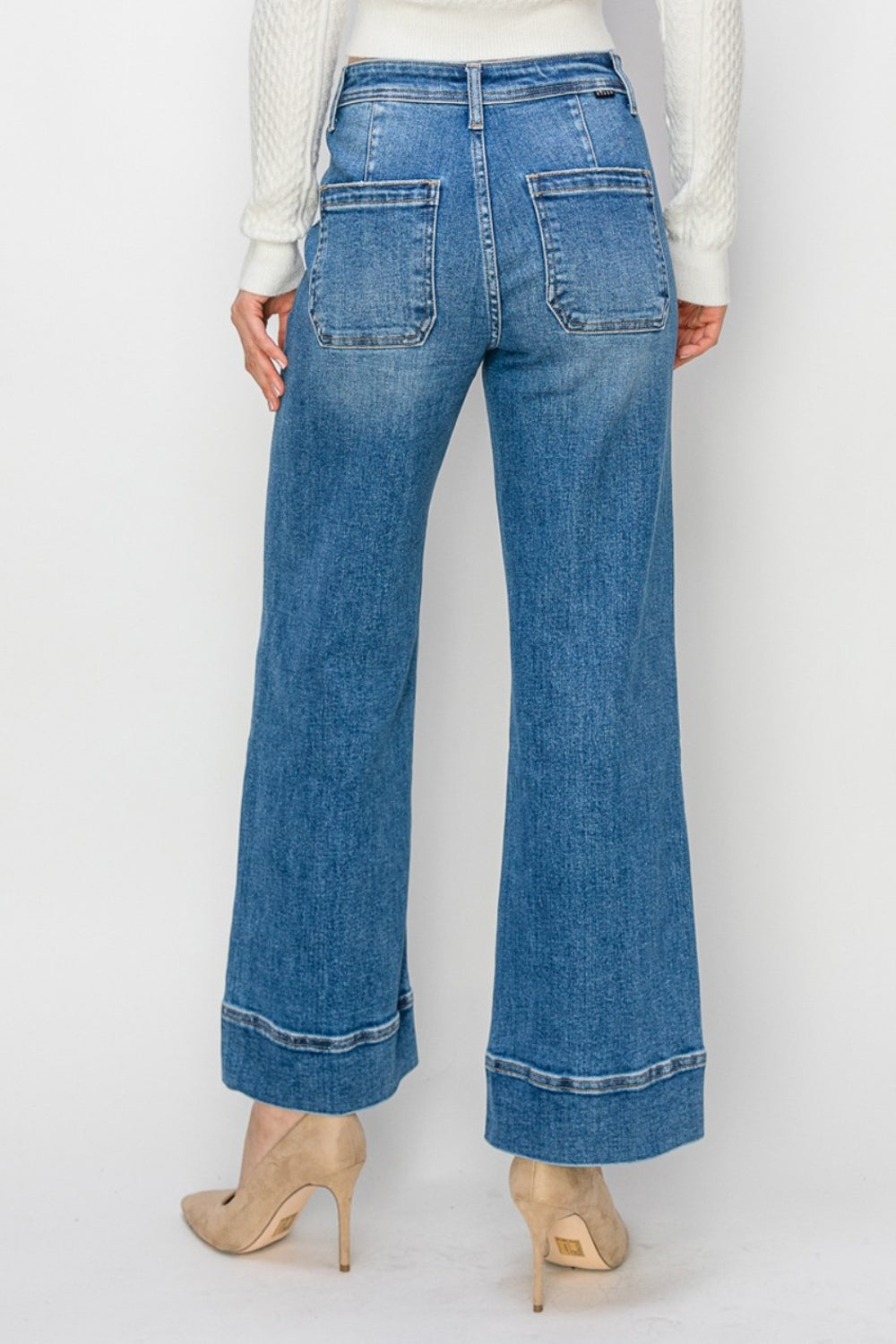 TEEK - Medium Wash Full Size High Rise Wide Leg Jeans PANTS TEEK Trend   