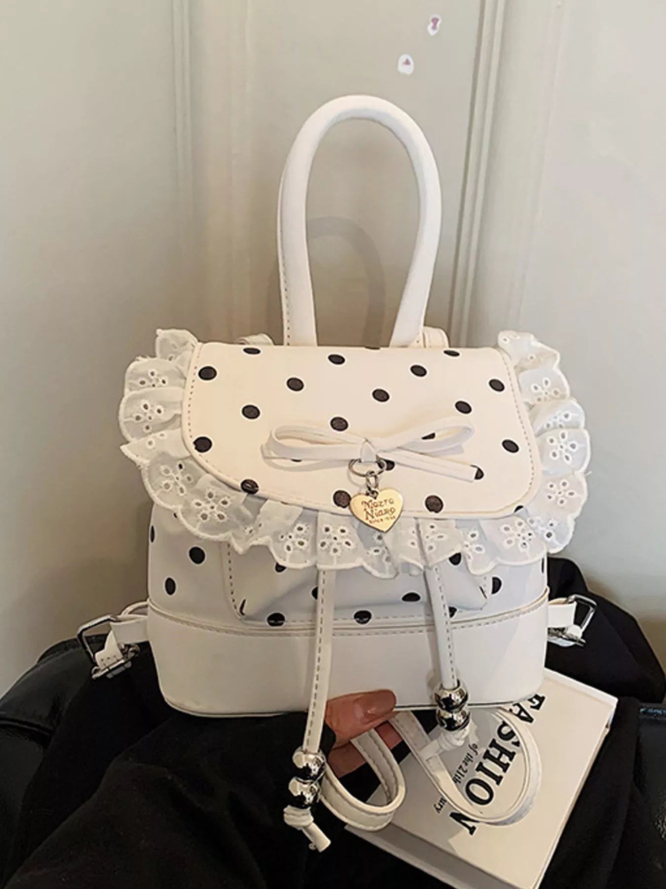 TEEK - Polka Dot Lace Trim Backpack Bag BAG TEEK Trend