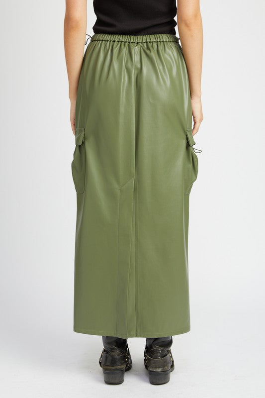 TEEK - LEATHERY CARGO MAXI SKIRT SKIRT TEEK FG S  