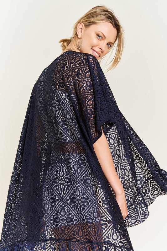 TEEK - LACE OVER SIZE RUFFLE KIMONO SHAWL TEEK FG   