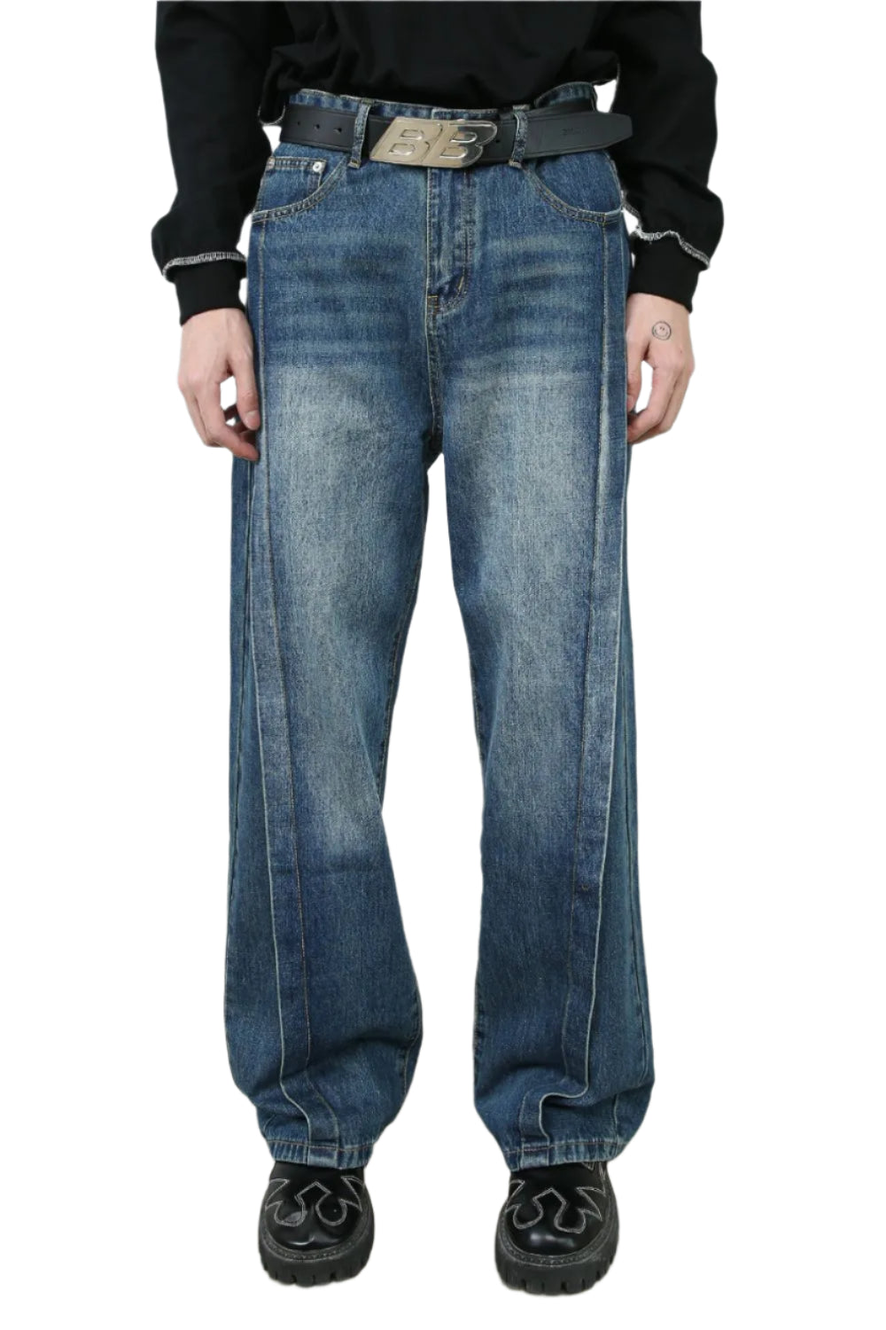 TEEK - Mens Cat's Whisker Pocketed Medium Wash Jeans JEANS TEEK Trend S