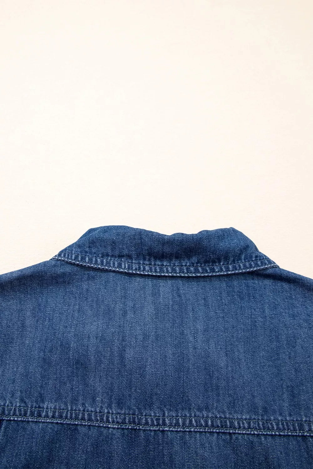 Zip Up Collared Short Sleeve Shift Mini Denim Dress Trendsi