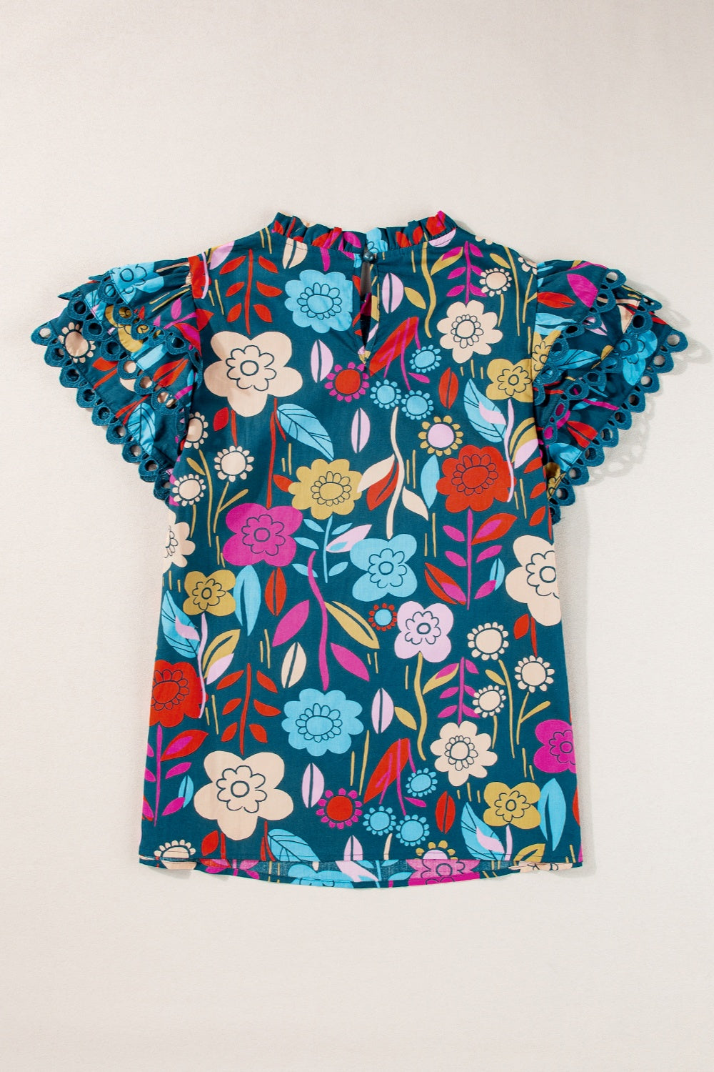 TEEK - Floral Printed Round Neck Short Sleeve Blouse TOPS TEEK Trend   