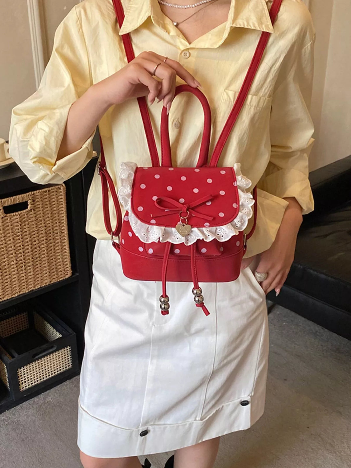 TEEK - Polka Dot Lace Trim Backpack Bag BAG TEEK Trend