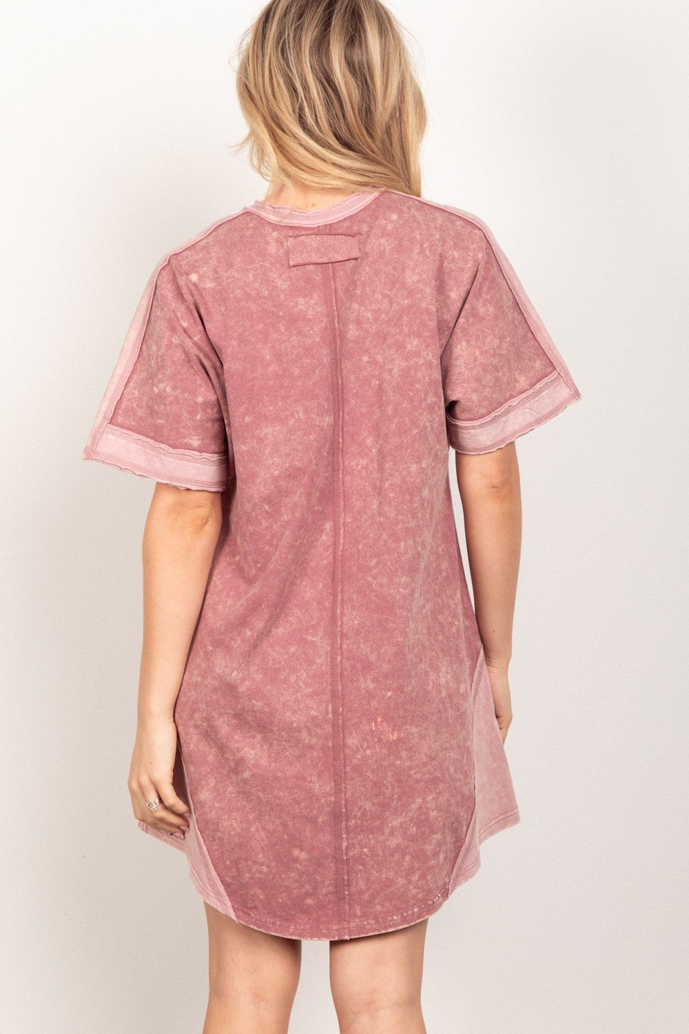 TEEK - Mauve VJ Short Sleeve V-Neck Tee Dress DRESS TEEK Trend   